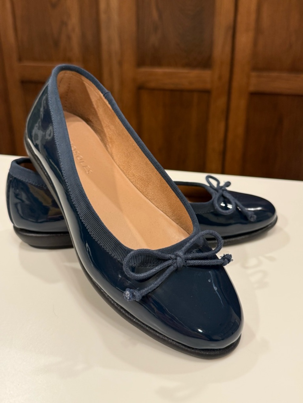 Aerosoles Homebet Ballet Flats Navy Patent Size 5.5